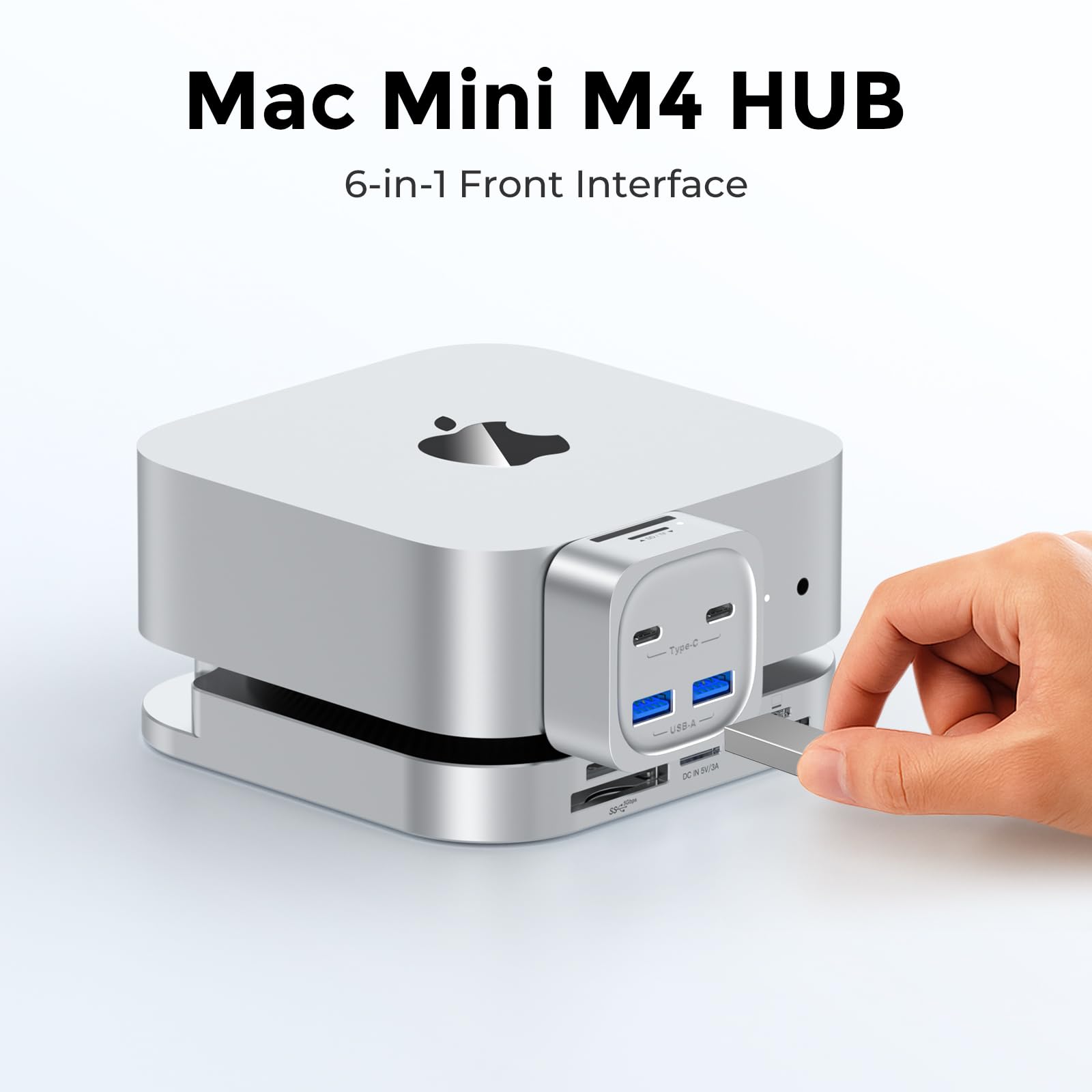 Hub Mac Mini M4, estação de ancoragem de acesso frontal 6 em 1